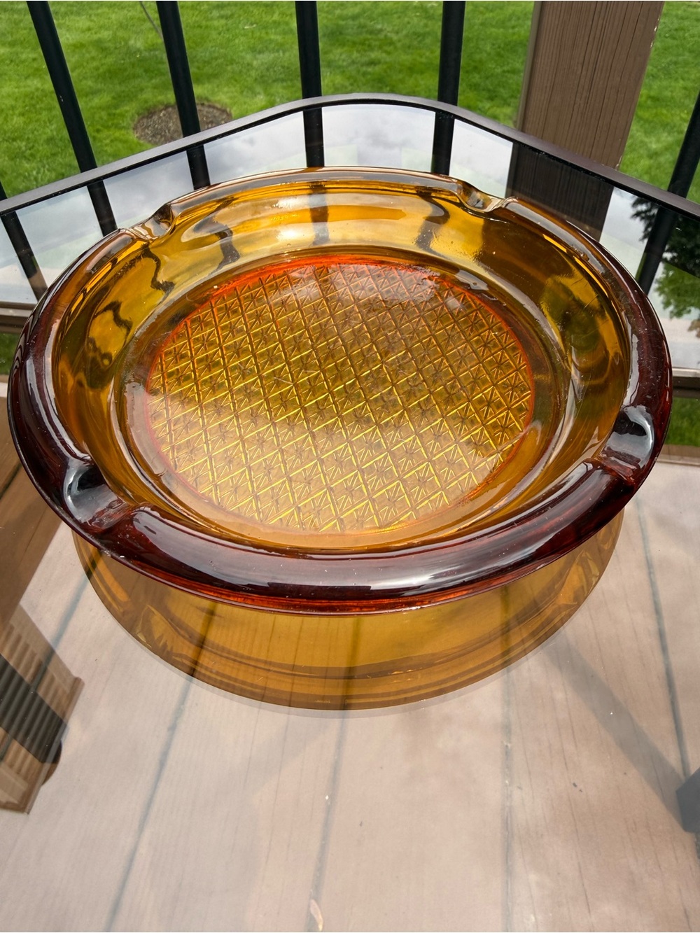 Vintage Blenko Amber Glass Ashtray